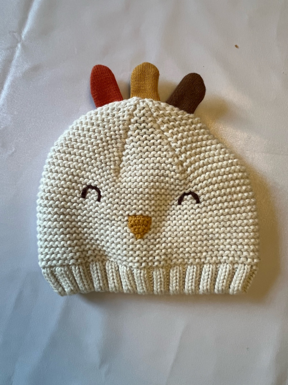 Carter's Cream Knit Animal Beanie with Yellow Nose and Ear Tabs